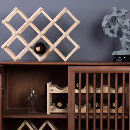 Foldable Grid Wooden Wine Holder