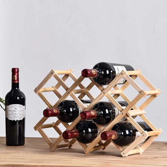 Foldable Grid Wooden Wine Holder
