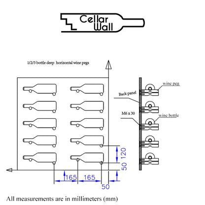 Single Bottle Wine Peg - Silver-Black-Gold-Rose Gold- Cellar Wall- 1451926