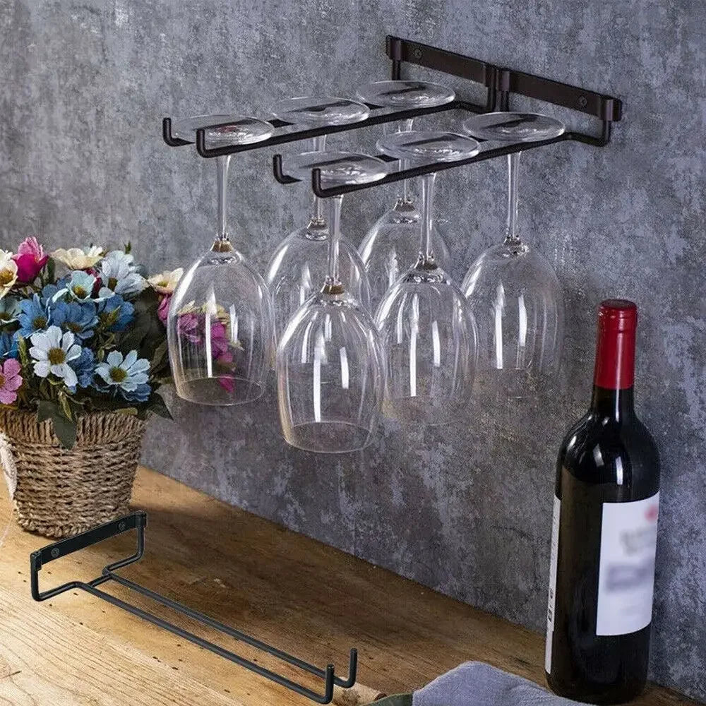 Wall Mounted Hanging Wine Glass Holder - Default Title- Cellar Wall- 42023105