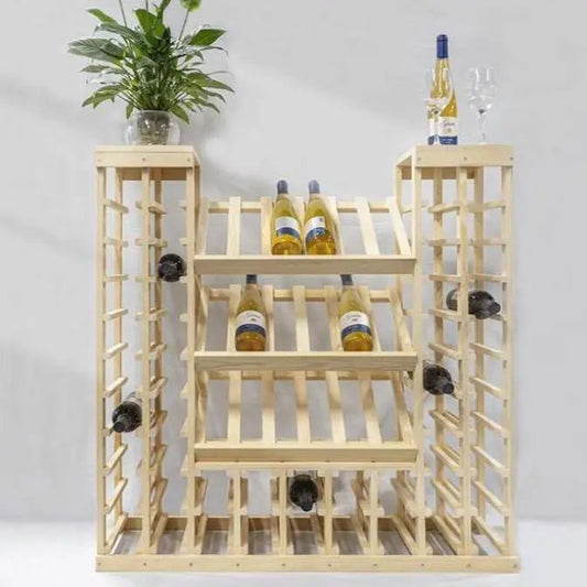 Wine Cabinet Display - Natural Pine-Rich Black- Cellar Wall- 4585273
