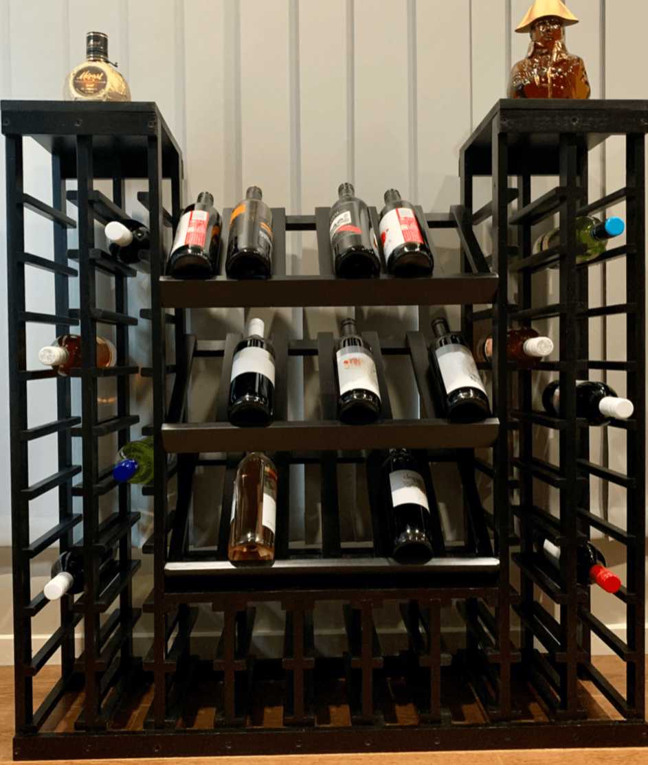 Wine Cabinet Display - Natural Pine-Rich Black- Cellar Wall- 40204345