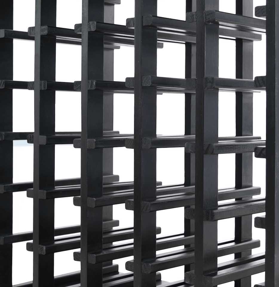 Wine Cabinet Display - Natural Pine-Rich Black- Cellar Wall- 25325454