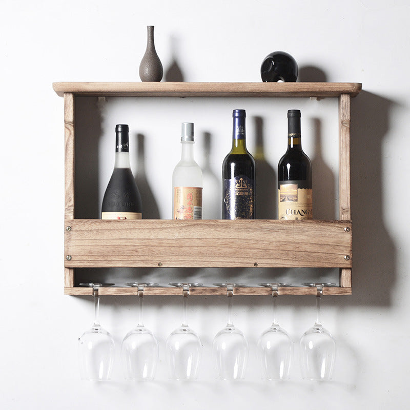 Wooden Wall Mounted Display Shelf - Dark-Light- Cellar Wall- 93349713