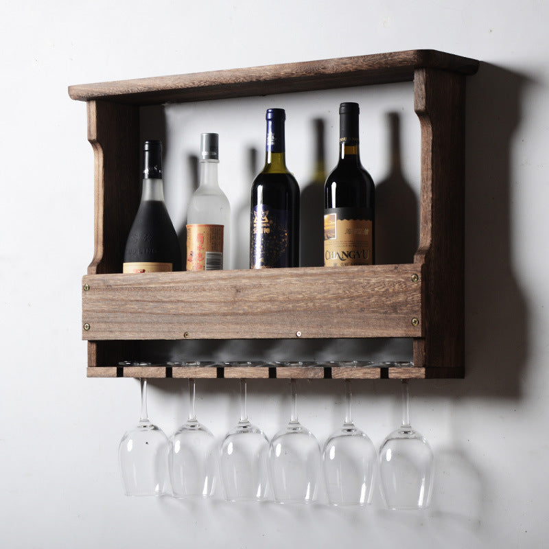 Wooden Wall Mounted Display Shelf - Dark-Light- Cellar Wall- 81357670