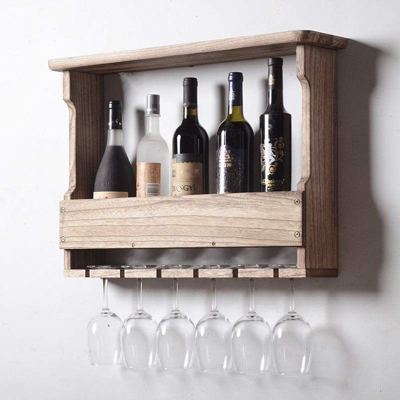 Wooden Wall Mounted Display Shelf - Dark-Light- Cellar Wall- 63960531