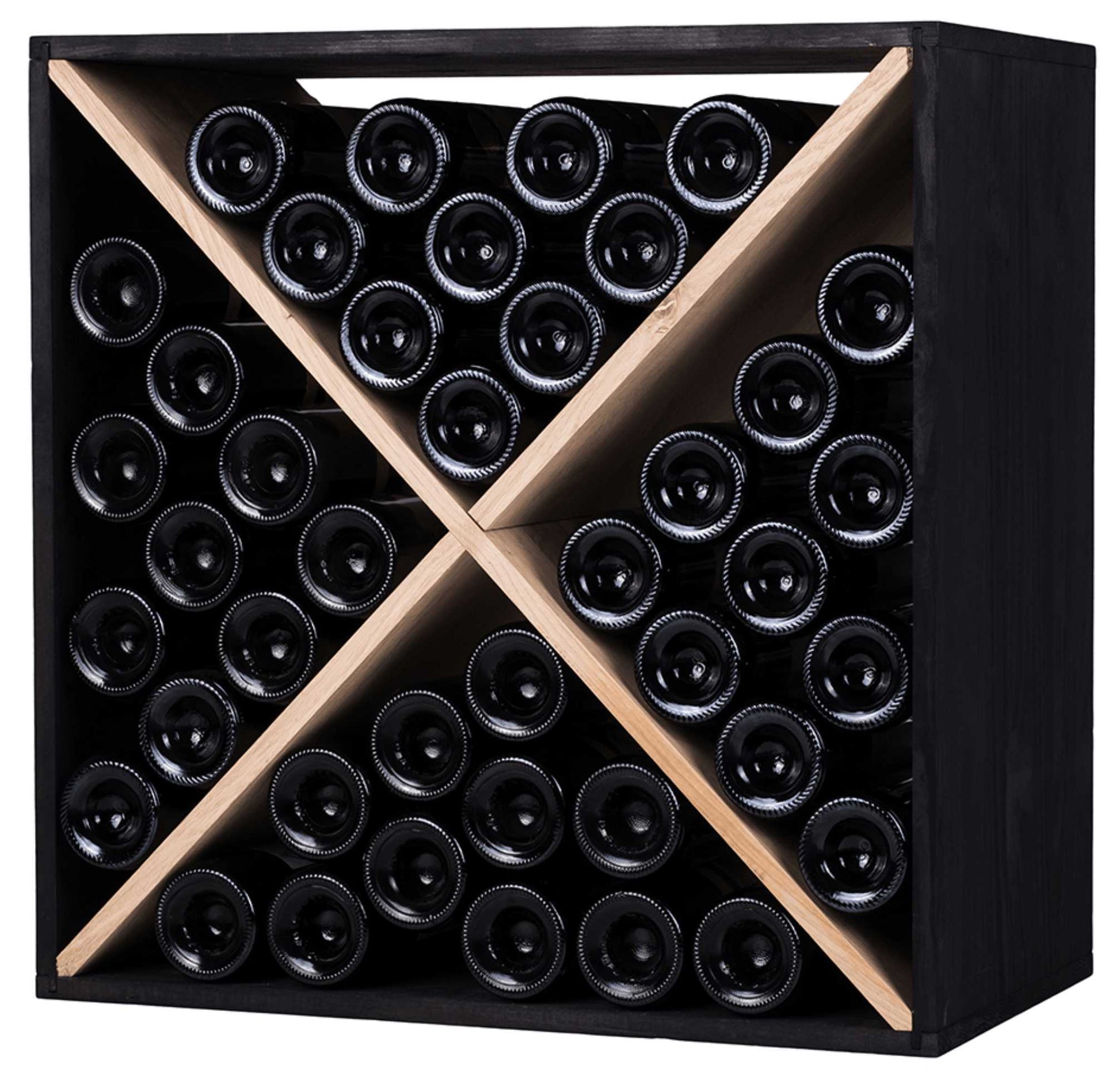 X-Module Wine Rack Cube - Natural Pine-Rich Black-Mahogany Brown-Interior Rich Black-Interior Natural Pine- Cellar Wall- 71806604