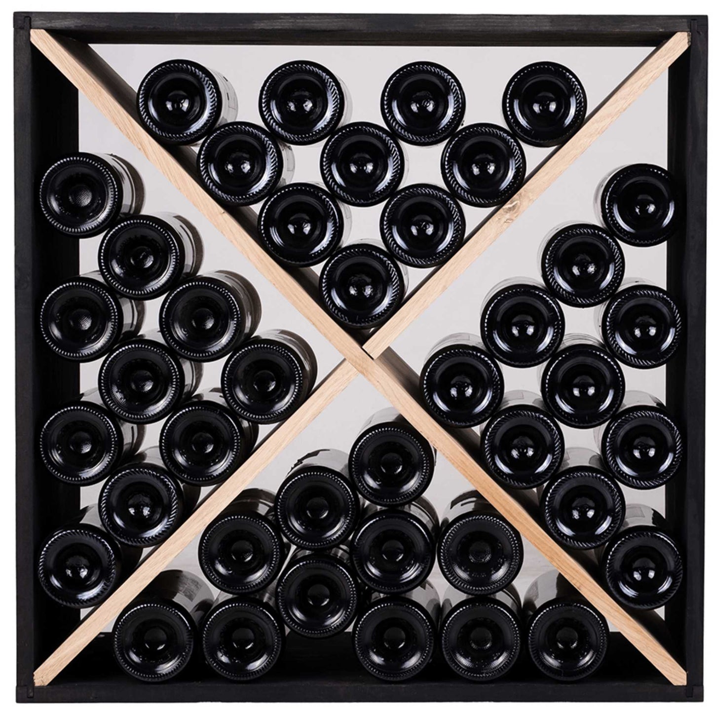 X-Module Wine Rack Cube - Natural Pine-Rich Black-Mahogany Brown-Interior Rich Black-Interior Natural Pine- Cellar Wall- 63249242