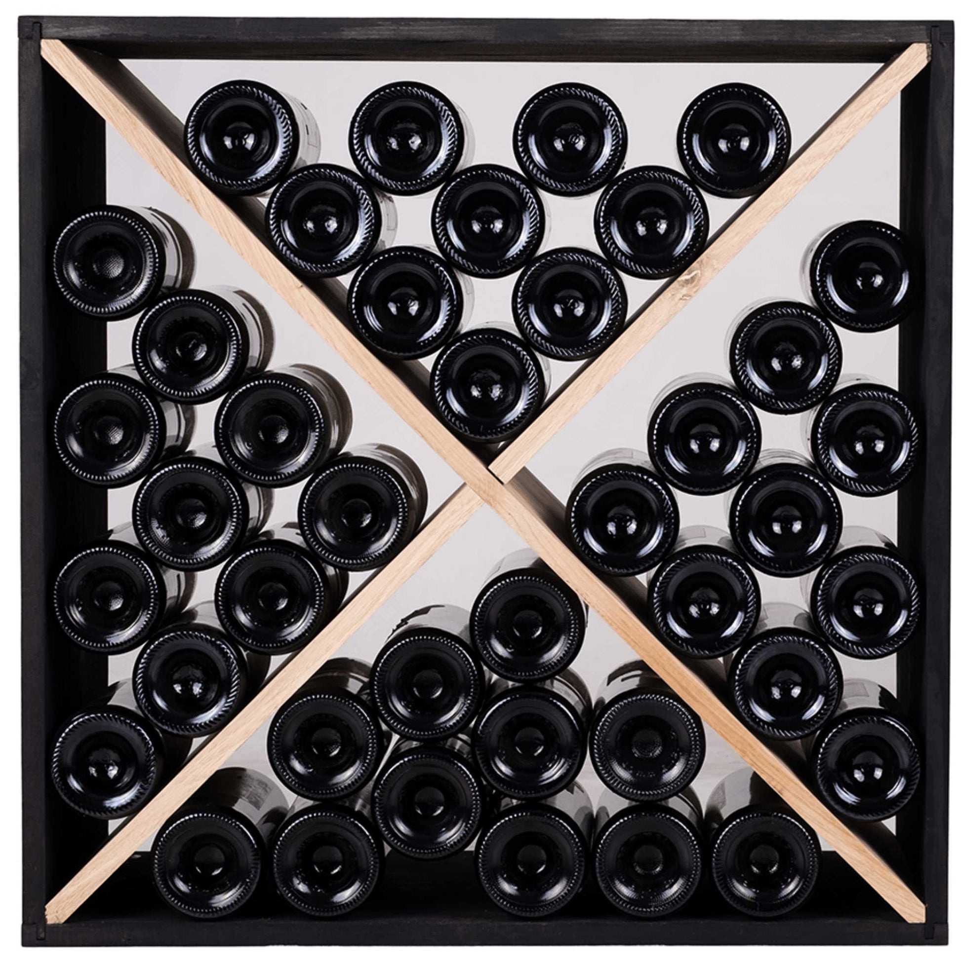 X-Module Wine Rack Cube - Natural Pine-Rich Black-Mahogany Brown-Interior Rich Black-Interior Natural Pine- Cellar Wall- 63249242