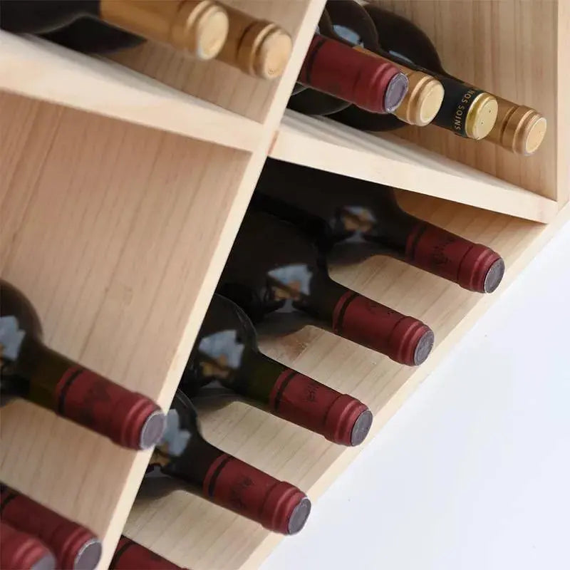 X-Module Wine Rack Cube - Natural Pine-Rich Black-Mahogany Brown-Interior Rich Black-Interior Natural Pine- Cellar Wall- 28498273