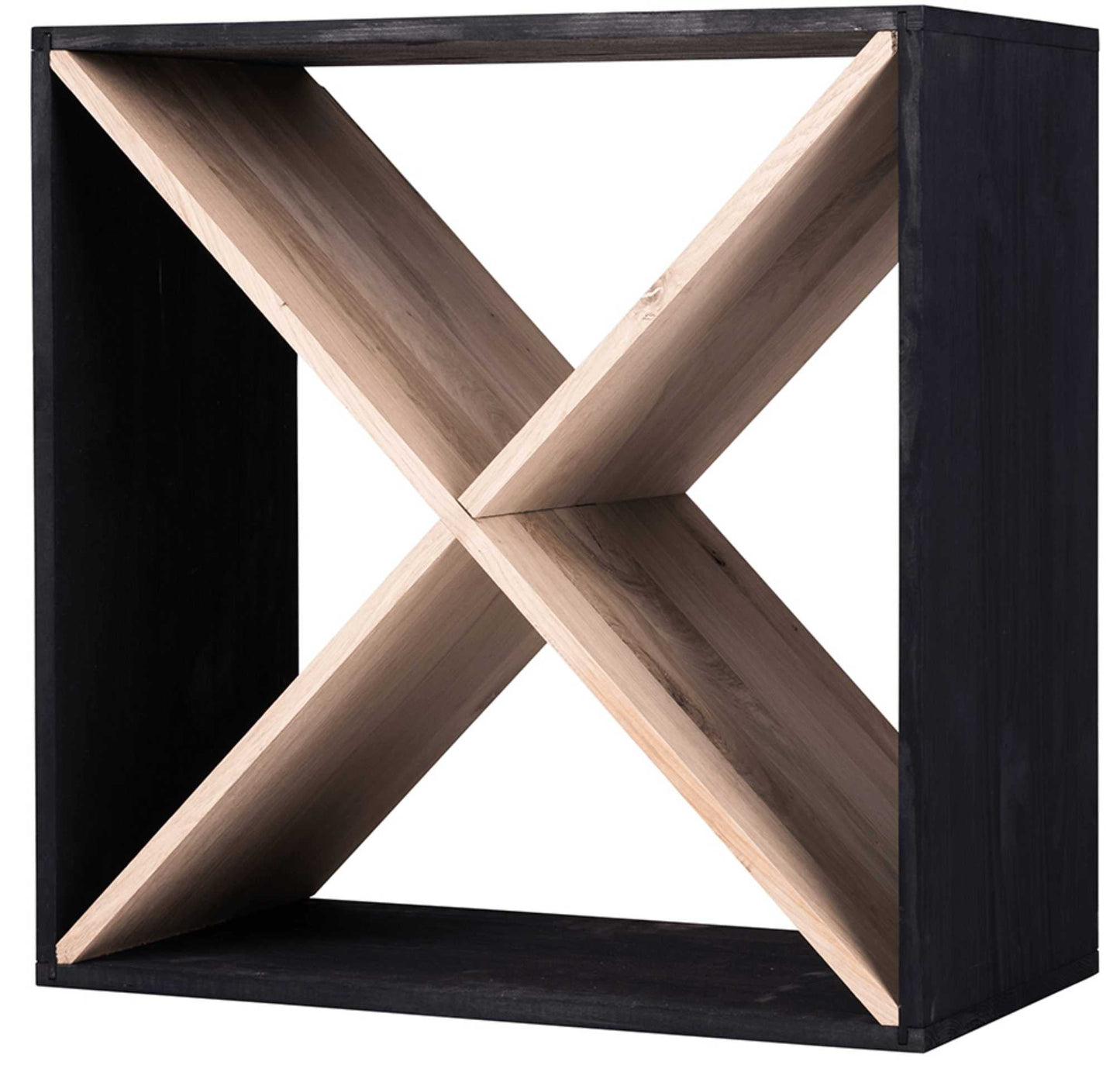 X-Module Wine Rack Cube - Natural Pine-Rich Black-Mahogany Brown-Interior Rich Black-Interior Natural Pine- Cellar Wall- 38271658