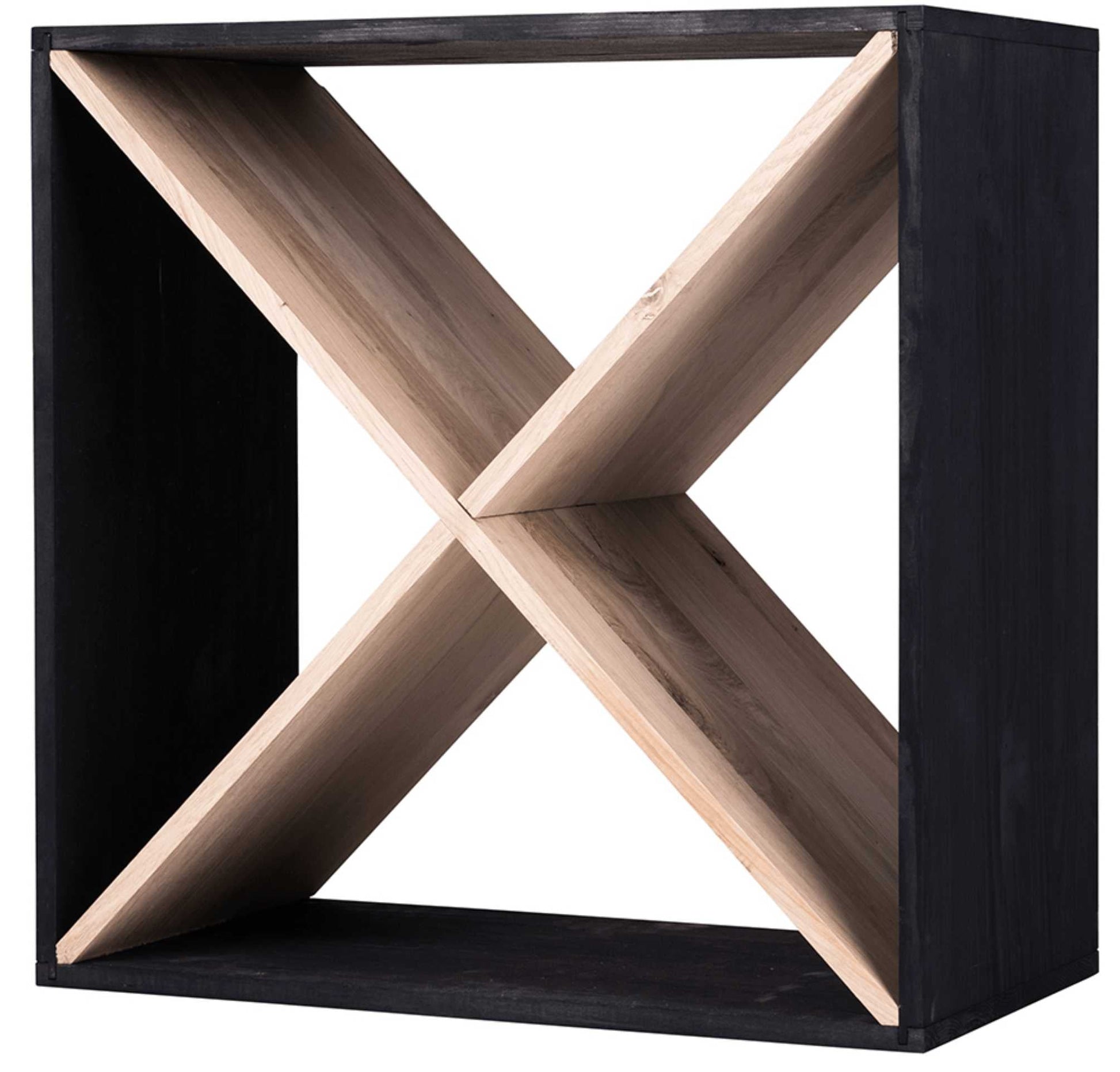 X-Module Wine Rack Cube - Natural Pine-Rich Black-Mahogany Brown-Interior Rich Black-Interior Natural Pine- Cellar Wall- 38271658