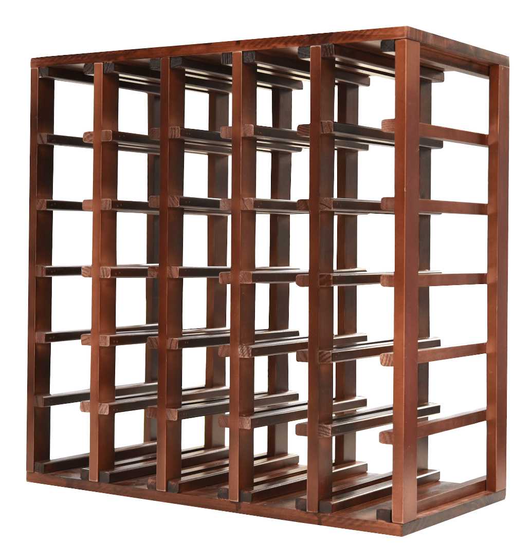 30 Bottles Cube Wine Rack Mahogany Cellar Wall