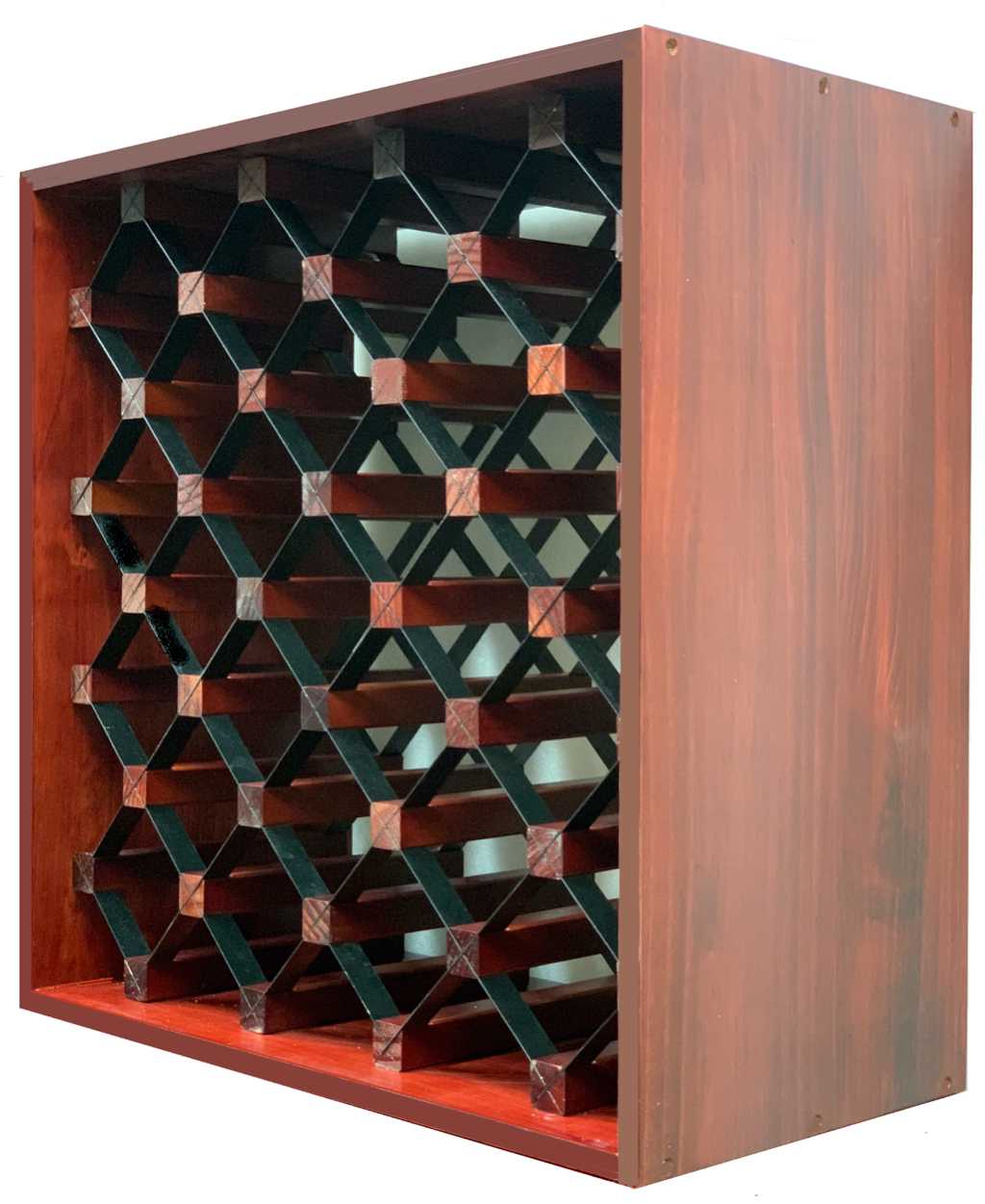 Modern Module Cube Wine Rack Mahogany Cellar Wall